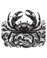 crab vector art,graphics crabs icons set,vintage illustration crab clipart,vector crabs flat style artwork design