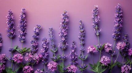 Naklejka premium Bunch of Purple Flowers Against Purple Wall