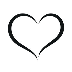 Stylish Heart love hand-drawn vector illustration clipart icon, couple wedding anniversary heart line art, heart black and white cut out