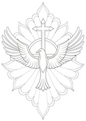 Obraz premium Christian Coloring Page Featuring Dove as Holy Spirit Symbol