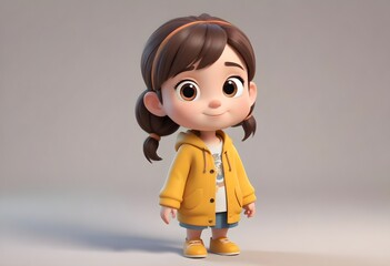 beautiful cute little girls 3d animated style beautiful adorable cartoon style 3d realistic cartoons 3d render 3d illustration