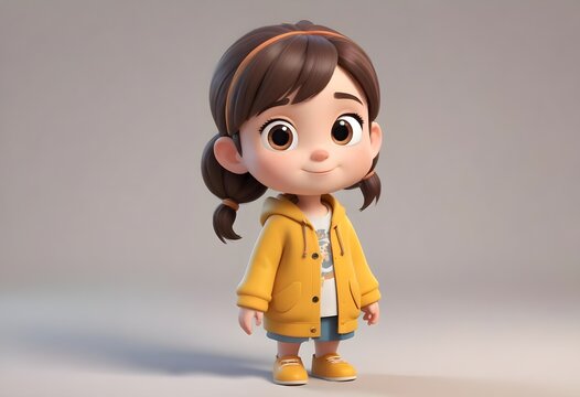 beautiful cute little girls 3d animated style beautiful adorable cartoon style 3d realistic cartoons 3d render 3d illustration