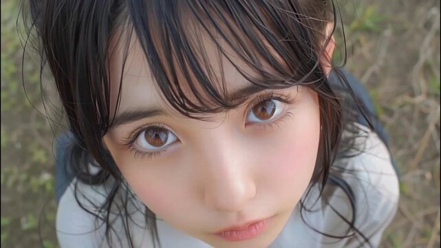 上目遣いで見てくる女の子