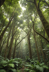 Fototapeta premium A tree canopy in a tropical rainforest. 
