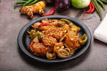 Chinese cuisine - prawn with chili sauce