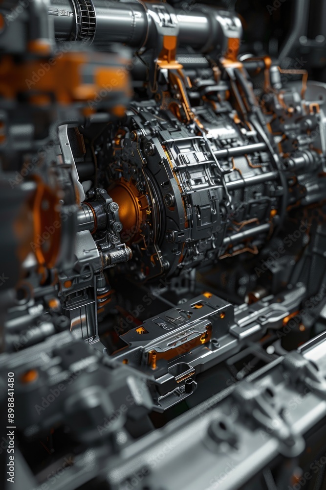 Poster Close-up view of machinery in a factory setting