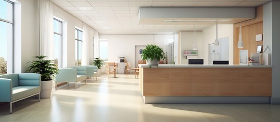 Lobby in modern medical clinic
