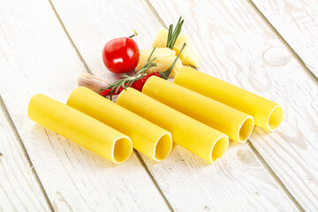 Raw uncooked Italian pasta Cannelloni