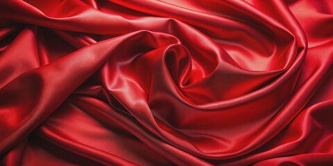 Obraz premium Luxurious red silk fabric with a smooth and shiny texture, red, silk, fabric, luxurious, smooth, shiny, elegant, expensive