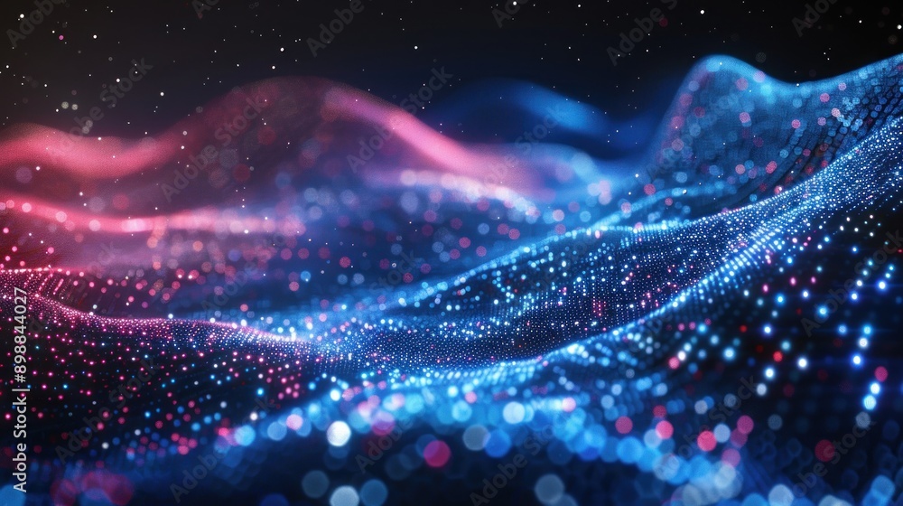 Poster abstract digital design with flowing particles