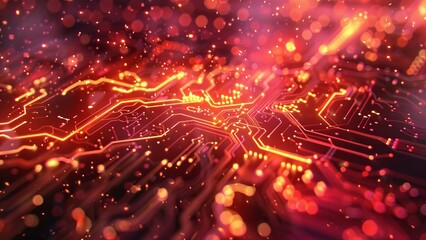 Obraz premium Circuit board futuristic technology background. 3d rendering, 3d illustration.