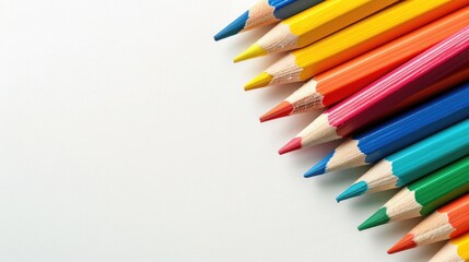 Fototapeta premium Back to School Design Colorful Pencils on White Background