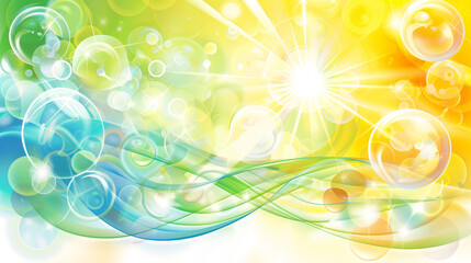 Bright light backdrop with bubbles and soft waves