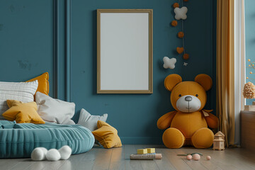 Childrens bedroom modern bunk beds with empty frame