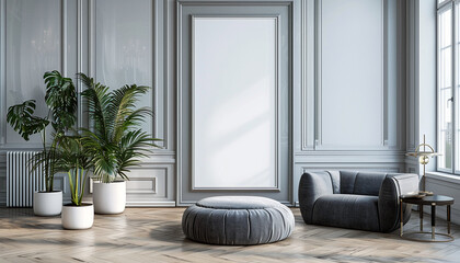 Classic living room streamlined furniture with empty frame