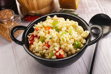 Vegan cuisine couscous with vegetables