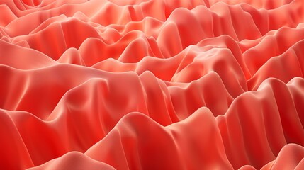 Obraz premium Soft smooth waves of red silk satin fabric, ideal for backgrounds and creative projects