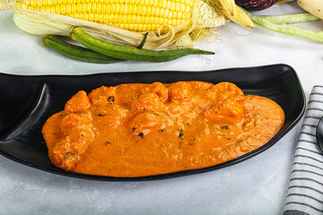 Indian cuisine - spicy prawn masala