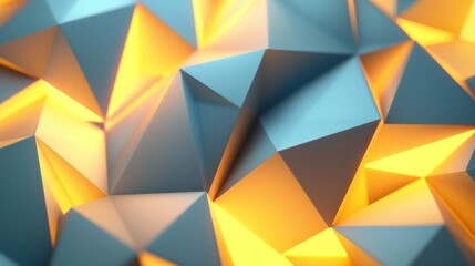 Abstract background with illuminated low poly surface is gently moving and transforming