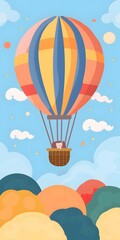 Obraz premium Cute Cartoon Hot Air Balloon Illustration