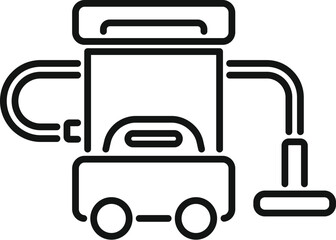 Simple line icon of a vacuum cleaner cleaning the floor, representing professional cleaning services and equipment