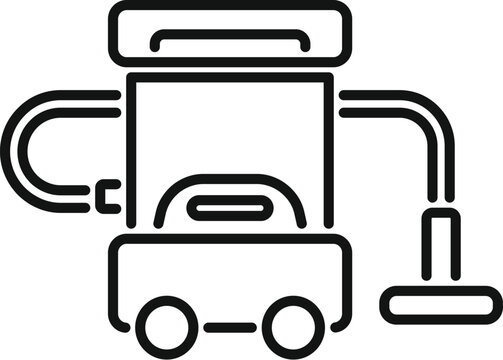 recommend clip art: Simple line icon of a vacuum cleaner cleaning the floor, representing professional cleaning services and equipment