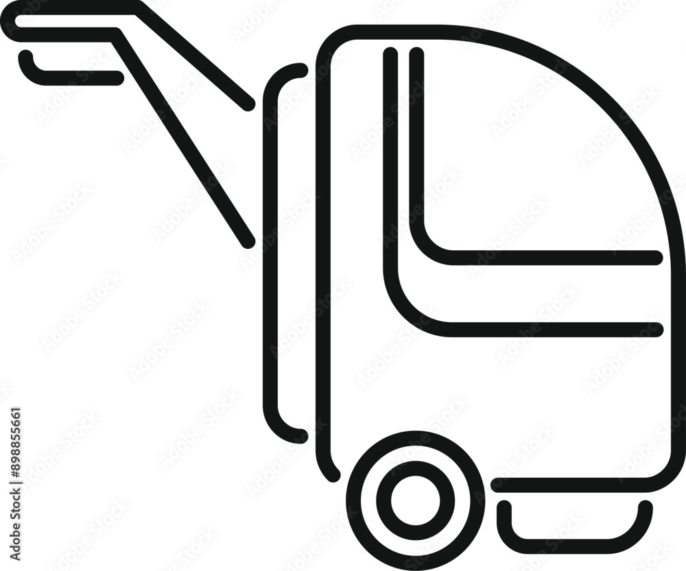 Poster simple line icon of a baggage handling cart used in airport terminals by workers