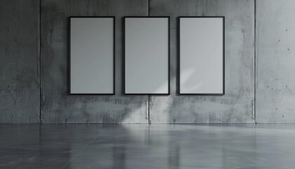 Wall with empty vertical frame mock up