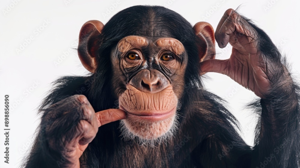 Poster a monkey is making a funny face and sticking its tongue out. the monkey is smiling and he is enjoyin