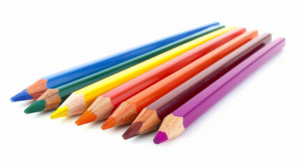 Fototapeta premium Set of Colored Pencils Isolated on White Background with a Range of Colors