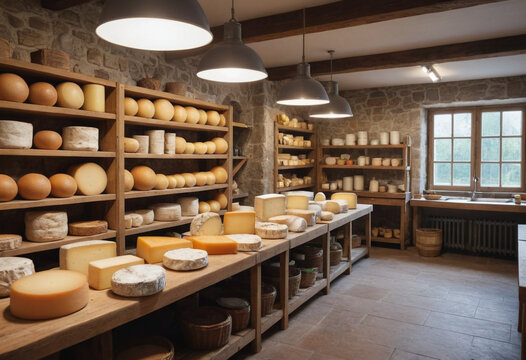  A traditional French cheese-making workshop. 