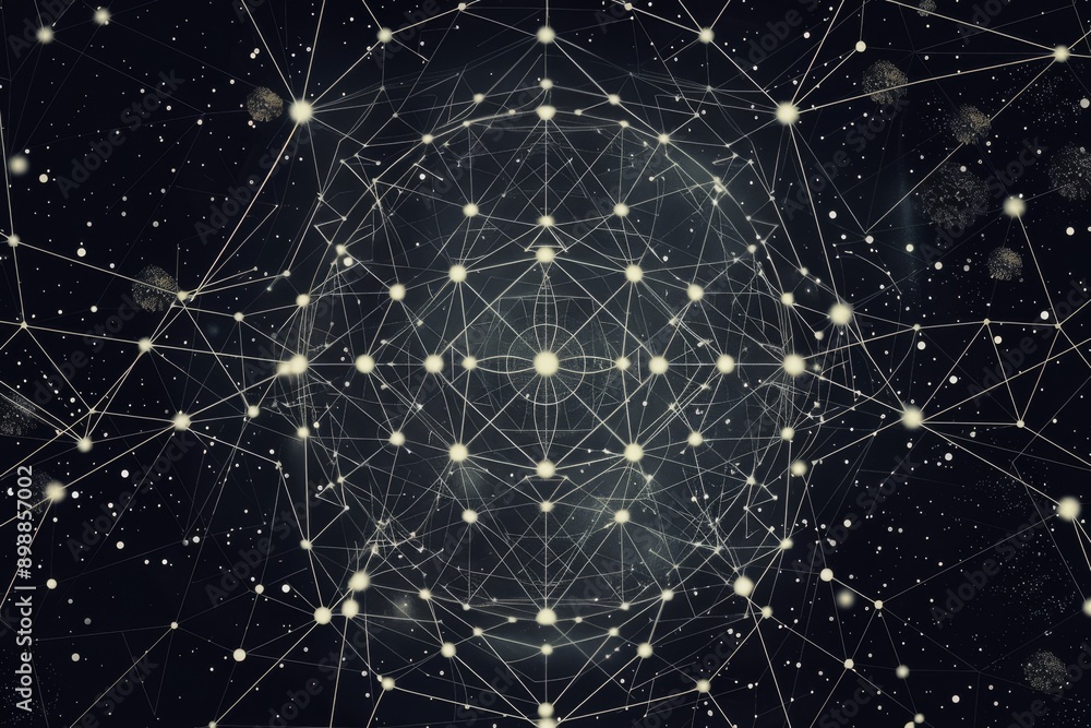 Aufkleber abstract representation of a network of connected points and lines symbolizing communication and dig