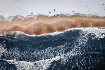 Swimmers in Baltic sea at winter. Extreme sport in winter