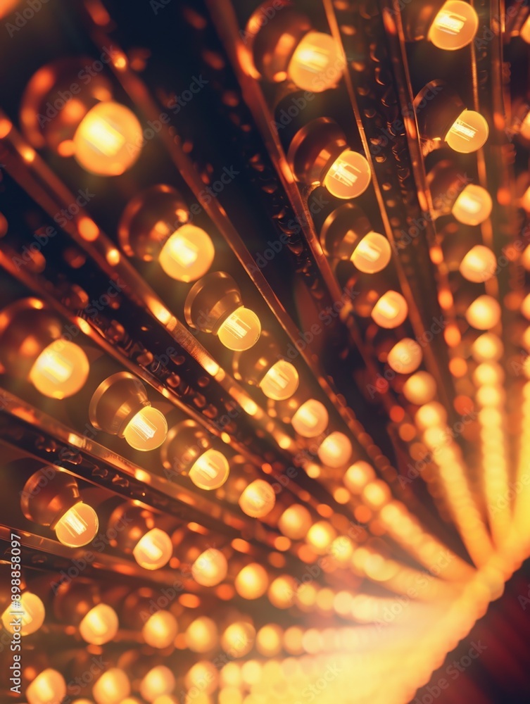 Aufkleber a close up of a row of lights with a yellowish glow. the lights are arranged in a way that creates a