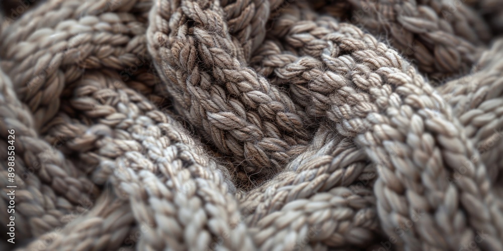 Poster a knitted sweater with a pattern of white and gray yarn. the sweater is made of wool and has a fuzzy