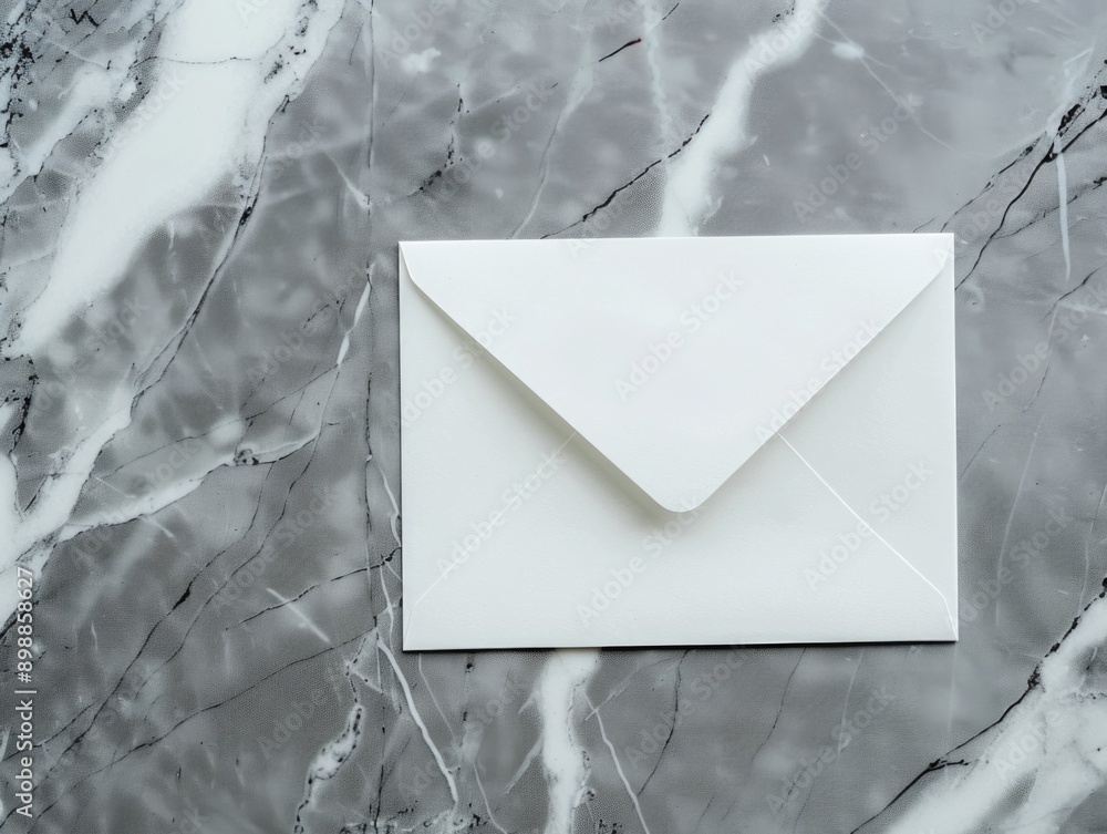Poster a white envelope sits on a marble countertop. the envelope is unopened and has a simple design. the 