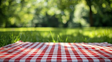 Checkered Cloth on Lush Green Grass, Perfect Picnic Spot