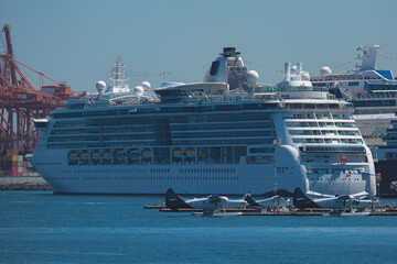Modern Royal cruiseship cruise ship ocean liner Brilliance in port of Vancouver, British Columbia...