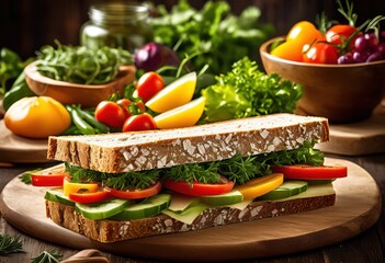 elegant display gourmet sandwiches artfully arranged platter delightful culinary experience, appetizer, artisan, buffet, charcuterie, chef, combination