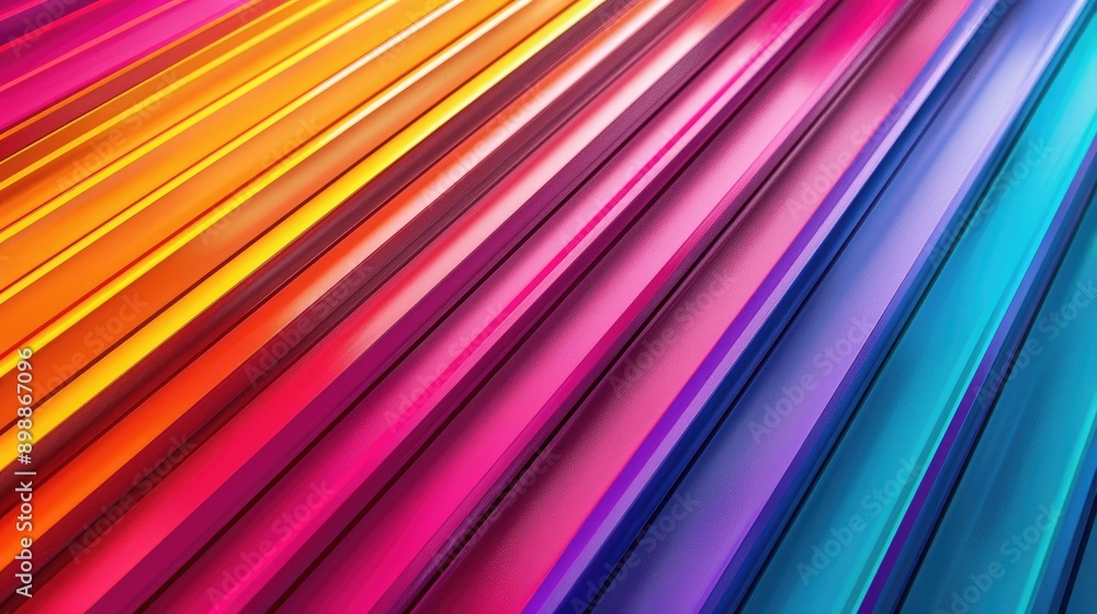 Poster multicolored corrugated surface with vibrant parallel lines in high quality image