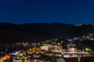 Night shot of the village of Rabac, croatia