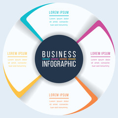 4 Steps Circle Infographic design 4 steps, objects, elements or options infographic business template