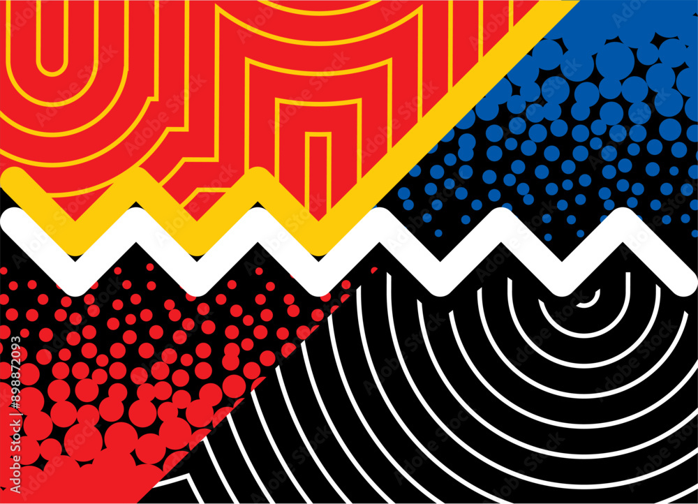 Poster divided vector background with zigzag lines in the center. for packaging, covers, textiles, advertis