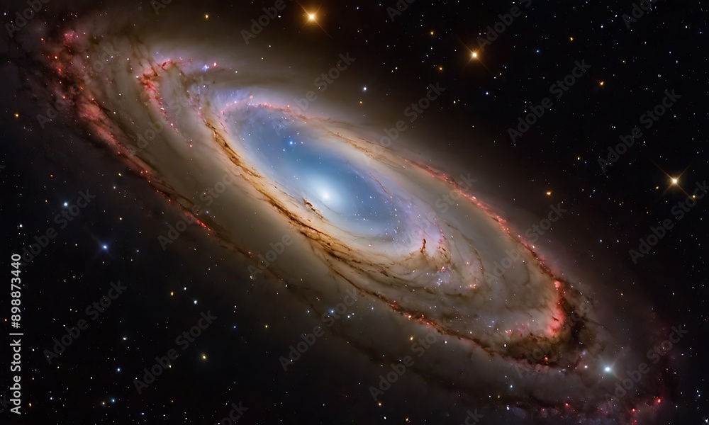 Wall mural a detailed view of the dense core of a galaxy, with stars packed closely together and interstellar c