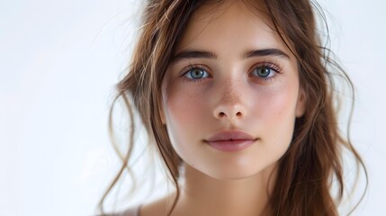 Obraz premium portrait of a young woman with freckles and blue eyes