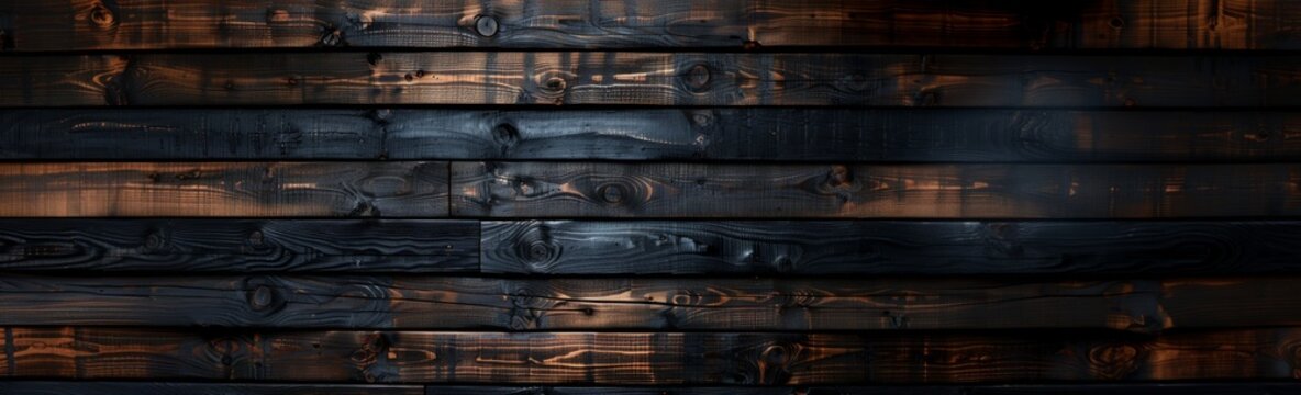 Burnt wood texture with charred and raw sections. Banner with copy space