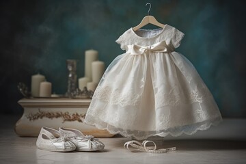 Topic divine ceremony: child baptism in church, infant christening, revered catholic observance connecting with god, sacred traditions, Christian rites, faithfully adhering to god's holy ordinances