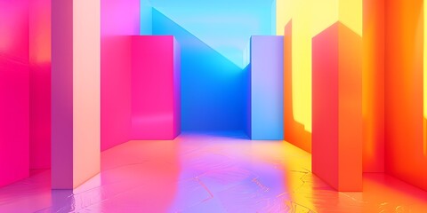 Abstract Colorful Room with Neon Lights