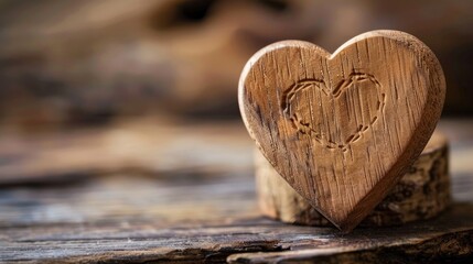 Fototapeta premium Wooden heart engraved with a message