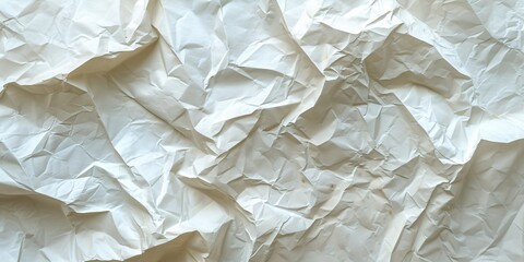 Obraz premium Close-up of a wrinkled white paper texture, creating an abstract background ideal for creative design and artistic projects, conveying simplicity and elegance.